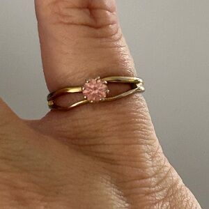 4/$50 tiny kid Elegant Pink Stone Gold Ring size 4 1/2 😌